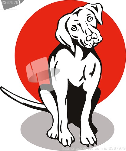 Image of Dog Sitting Retro