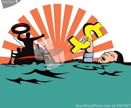 Image of Man Sinking Dollar Sign