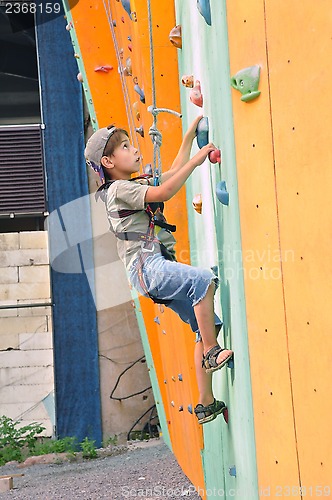 Image of child climbing up the wall