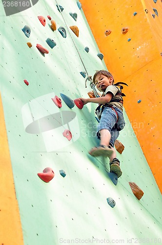 Image of child climbing up the wall