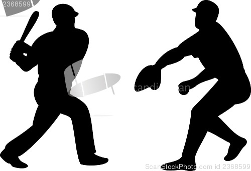 Image of American Baseball Player Batting Pitching