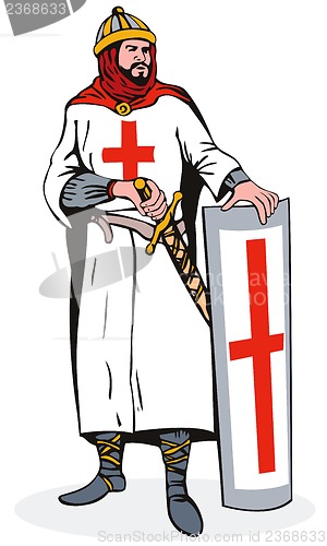Image of Knight with Shield and Sword Retro