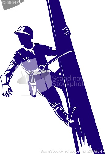 Image of Power Lineman Climbing