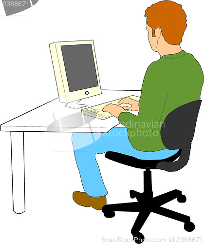 Image of Man Typing Computer