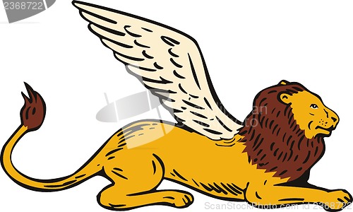 Image of Griffin Lion Sitting Side View