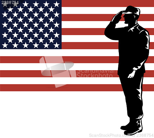 Image of American Solder Serviceman Saluting