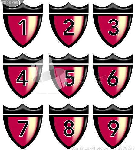 Image of Numbers Shield Crown Retro