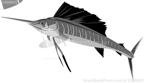 Image of Sailfish Fish Jumping Retro