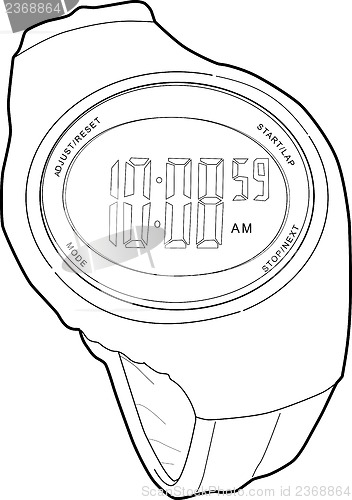 Image of Sports Watch Line Drawing