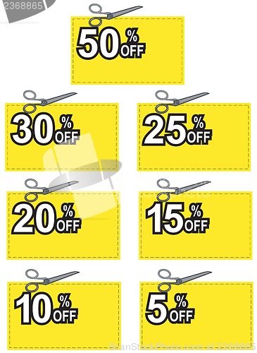 Image of Scissors Cutting Coupon Per Cent Sign