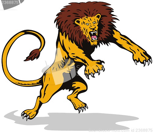 Image of Lion Big Cat Attacking Retro