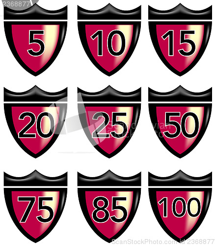 Image of Numbers Shield Crown Retro