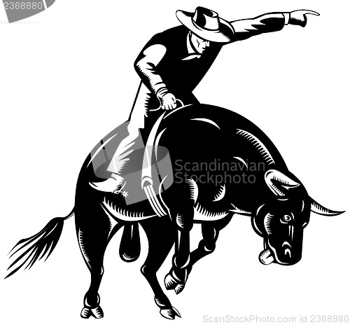Image of Rodeo Cowboy Bull Riding Retro