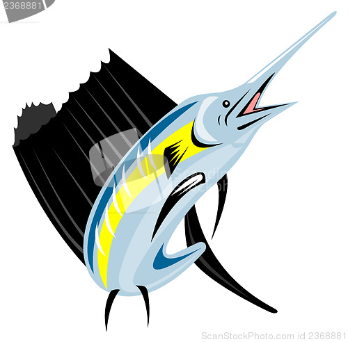 Image of Sailfish Fish Jumping Retro