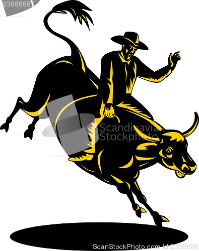 Image of Rodeo Cowboy Bull Riding Retro