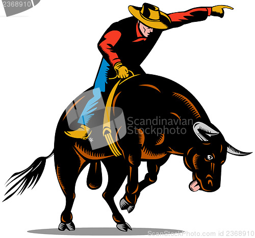 Image of Rodeo Cowboy Bull Riding Retro