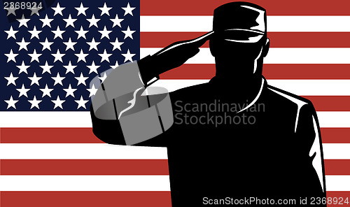 Image of American Solder Serviceman Saluting