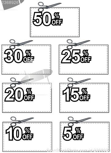 Image of Scissors Cutting Coupon Per Cent Sign