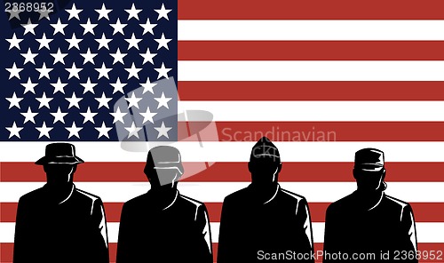 Image of American Soldiers Stars and Stripes Flag
