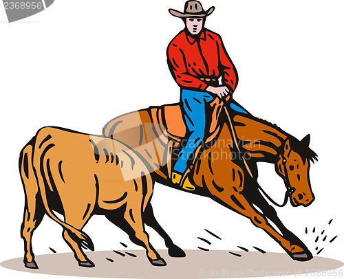 Image of Rodeo Cowboy Horse Riding