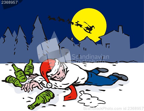 Image of Christmas Scene Man Drunk Wasted