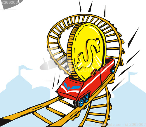 Image of Coin Money on Rollercoaster