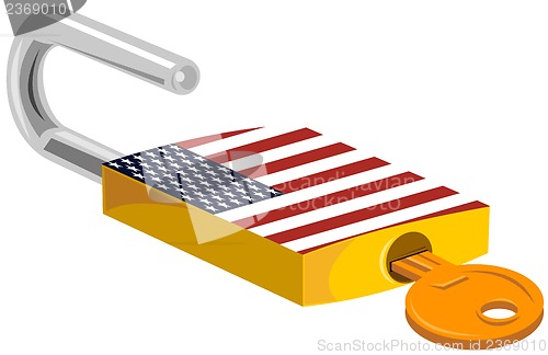 Image of Padlock and Key American Flag Design