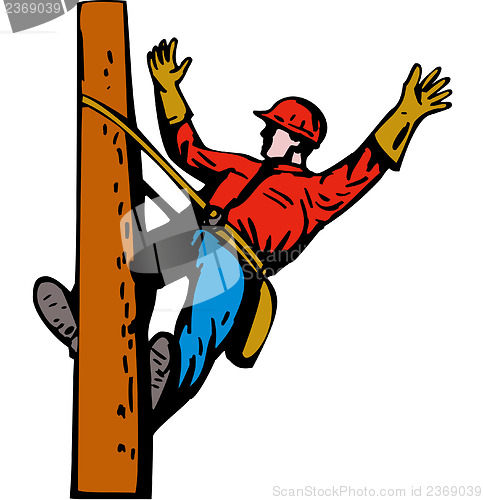 Image of Power Lineman Electrician Leaning