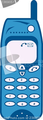 Image of Blue Cellphone Front View Retro Style