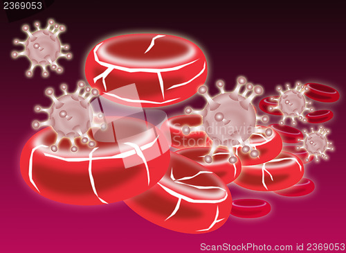 Image of Blood Molecule Virus Maroon Retro