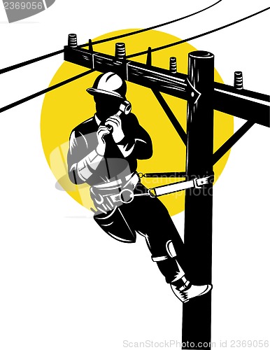 Image of Power Lineman on Phone