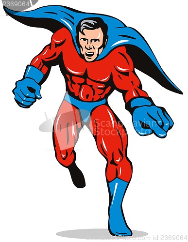 Image of Super Hero Running Pointing Retro