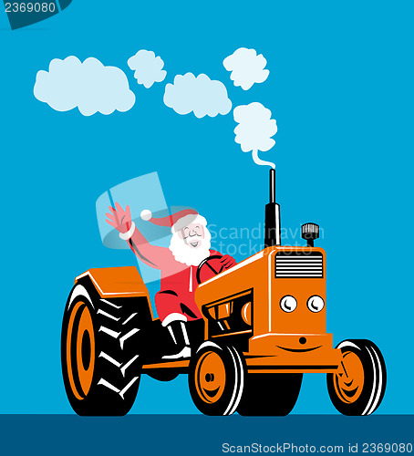 Image of Santa Claus Driving Tractor