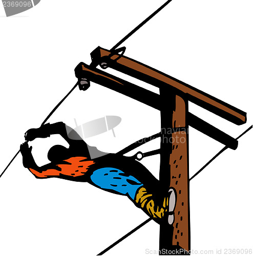 Image of Power Lineman Electrician Leaning