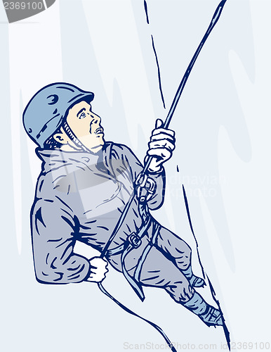 Image of Mountain Climber Climbing Retro