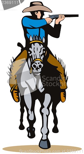 Image of Cowboy Horseback With Rifle