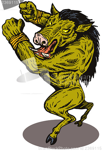 Image of Wild Pig Boar Man Retro