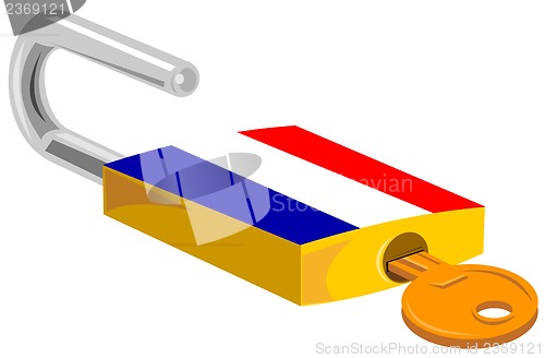 Image of Padlock and Key France Flag Design