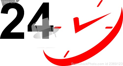 Image of 24 Hour Sign and Clock