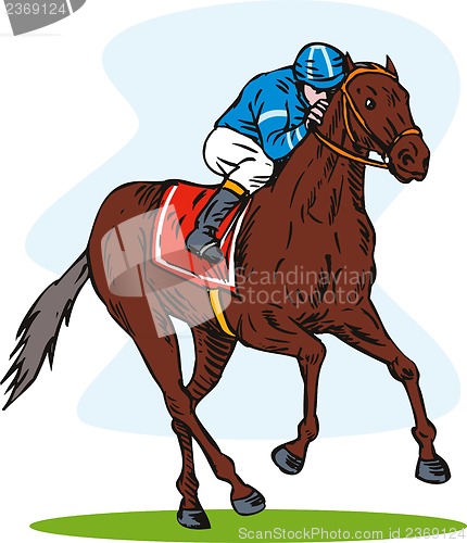 Image of Horse and Jockey Racing Retro