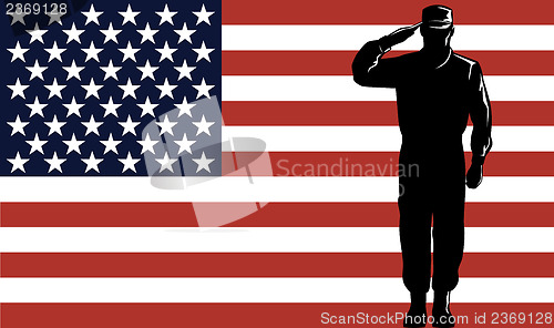 Image of American Solder Serviceman Saluting