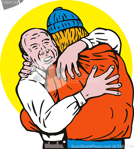 Image of Father Hugging Son