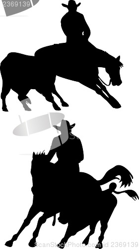 Image of Rodeo Cowboy Horse Riding Silhouette