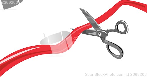 Image of Scissors Cutting Red Ribbon