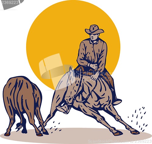 Image of Rodeo Cowboy Horse Riding