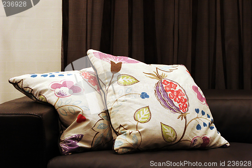 Image of Modern sofa with patterned cushions