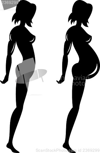 Image of Female Stick Drawing Silhouette