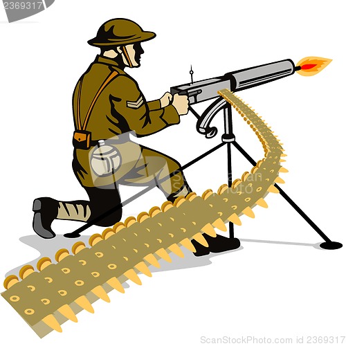 Image of Soldier Aiming Machine Gun