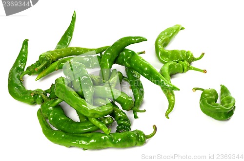 Image of Green peppers with water drops