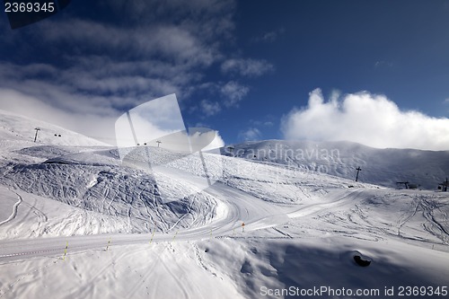 Image of Ski resort with off-piste and ratrac slope. 